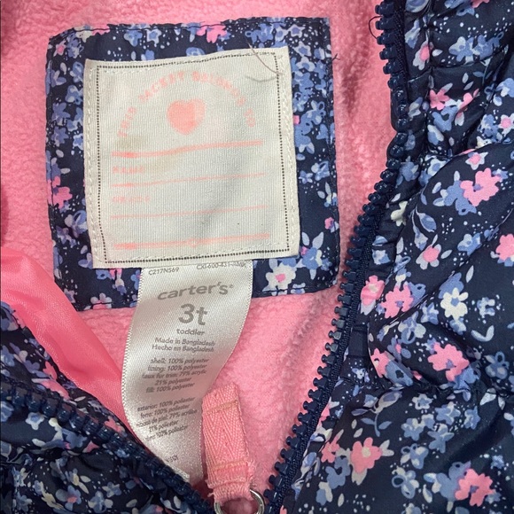 Carter's Navy Floral Jacket with Pink Lining - Picture 2 of 5